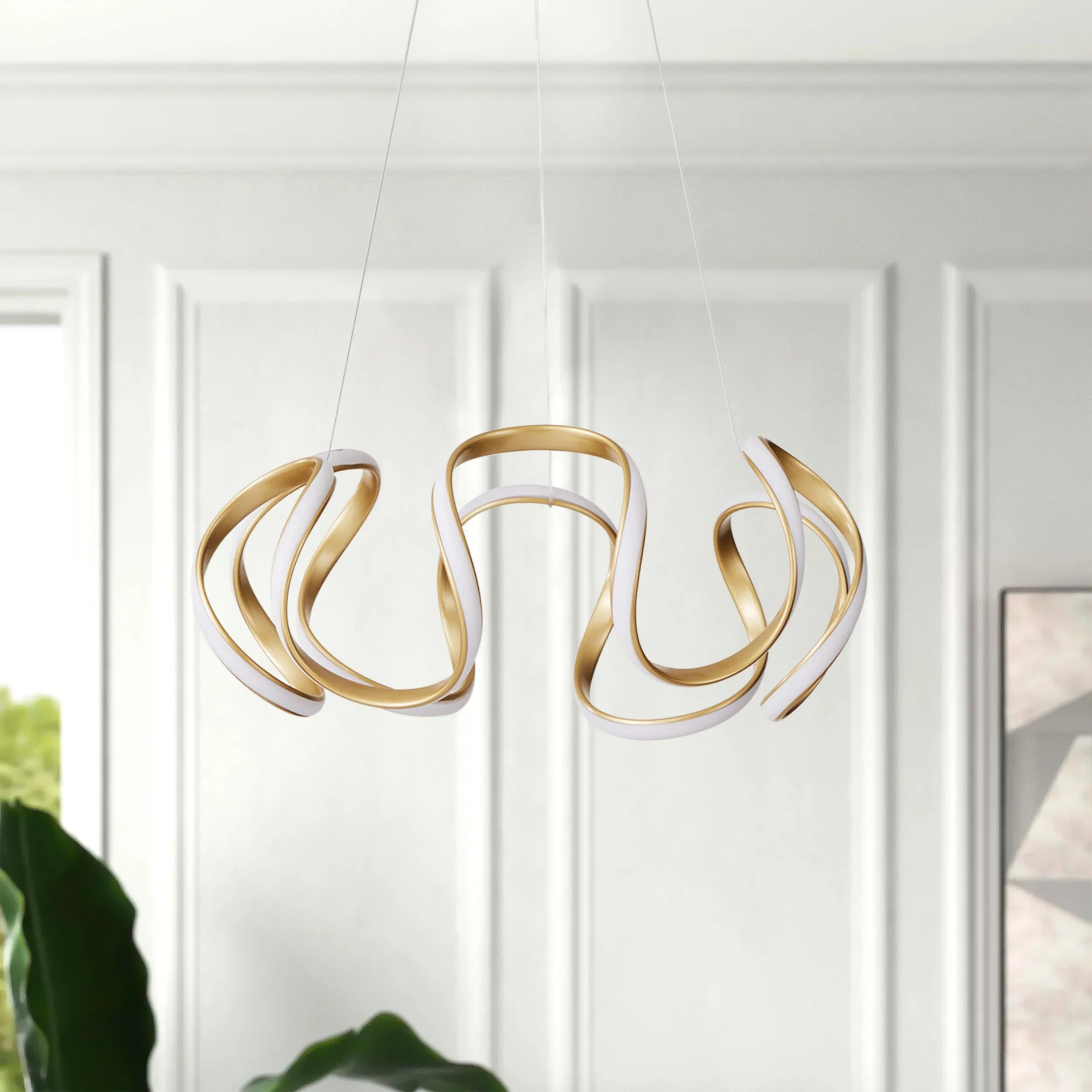 1-Light Modern Style Wavy Linear Curve Adjustable LED Chandelier