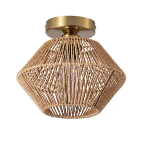 1-Light Paper String Openwork Design Semi-Flush Mount Lighting