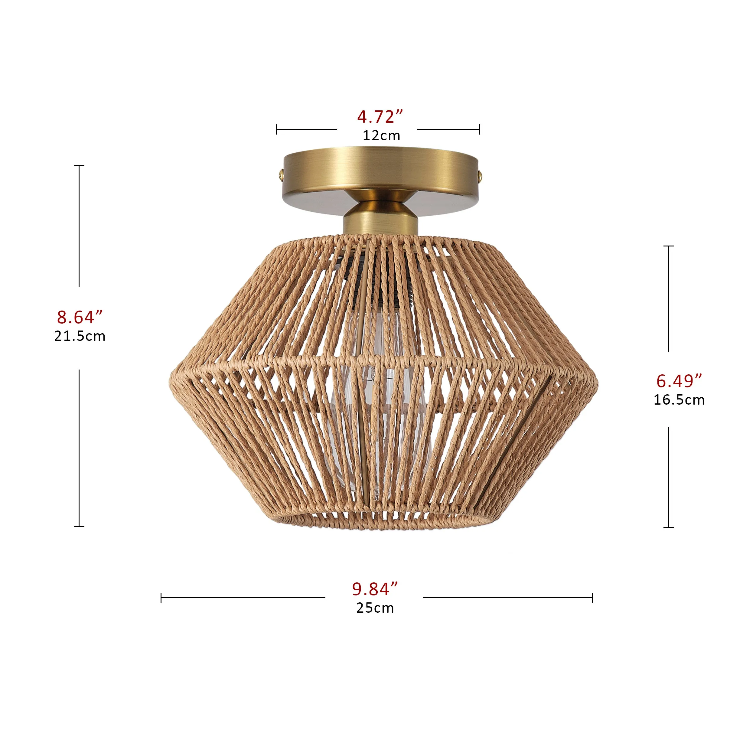 1-Light Paper String Openwork Design Semi-Flush Mount Lighting