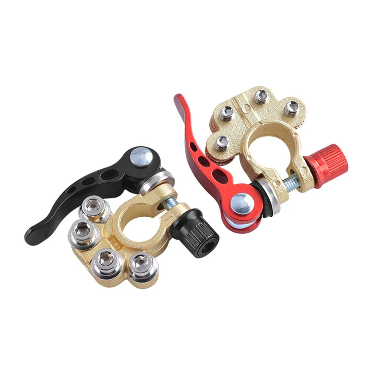 1 Pair Brass Material Automotive Car Top Post Battery Terminals Wire Cable Clamp Terminal Connectors Car Accessories