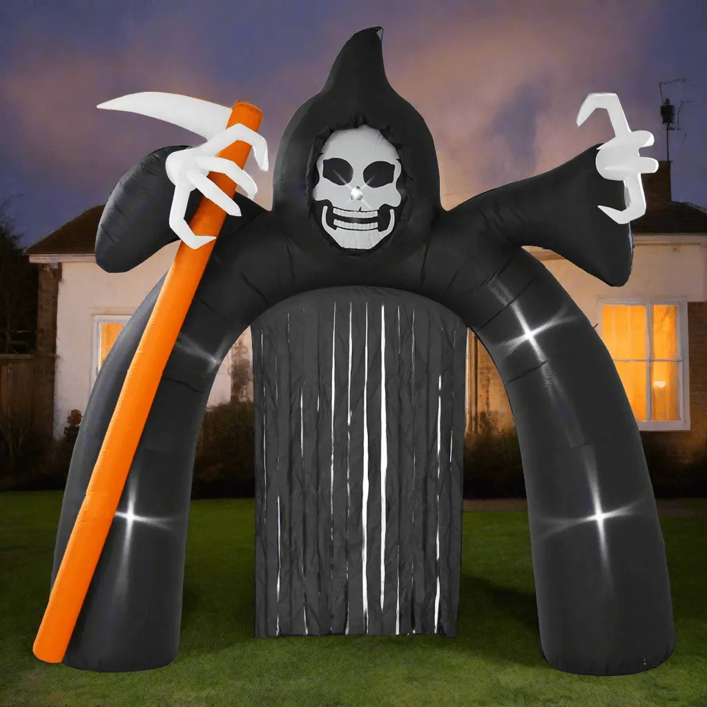 12ft Light Up Inflatable Halloween Arch Grim Reaper Decoration