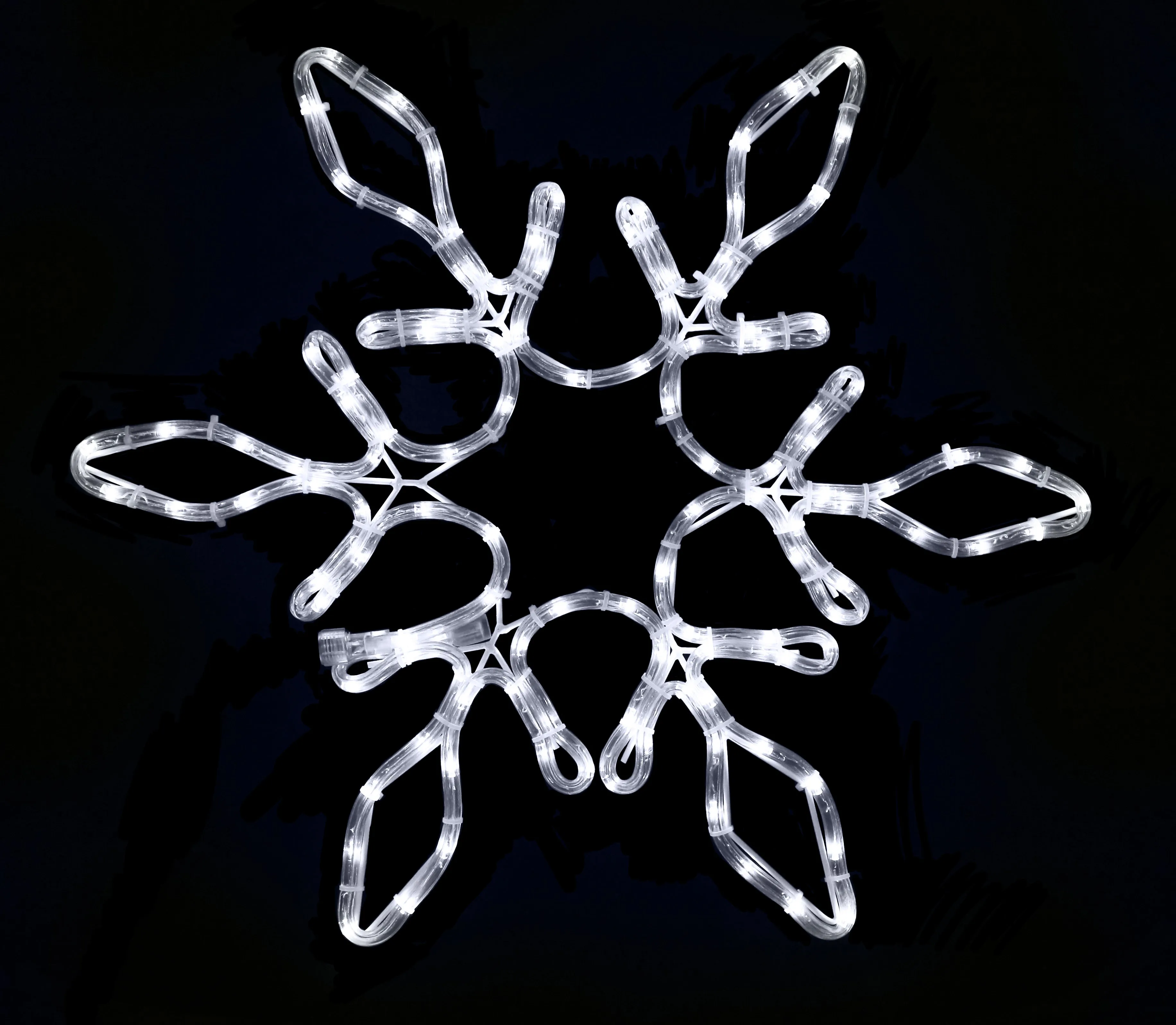 24" Pure White LED Snowflake with Star in the Middle