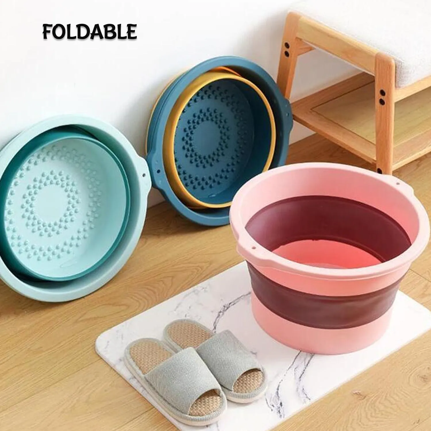 2786 Multi-Purpose Portable Collapsible Folding Tub, with Hanging Hole & Save Storage Space, Also use for Foot Spa.