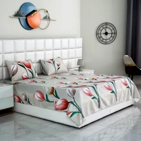 3 PCs Double Bed Sheet -14863-Tulip