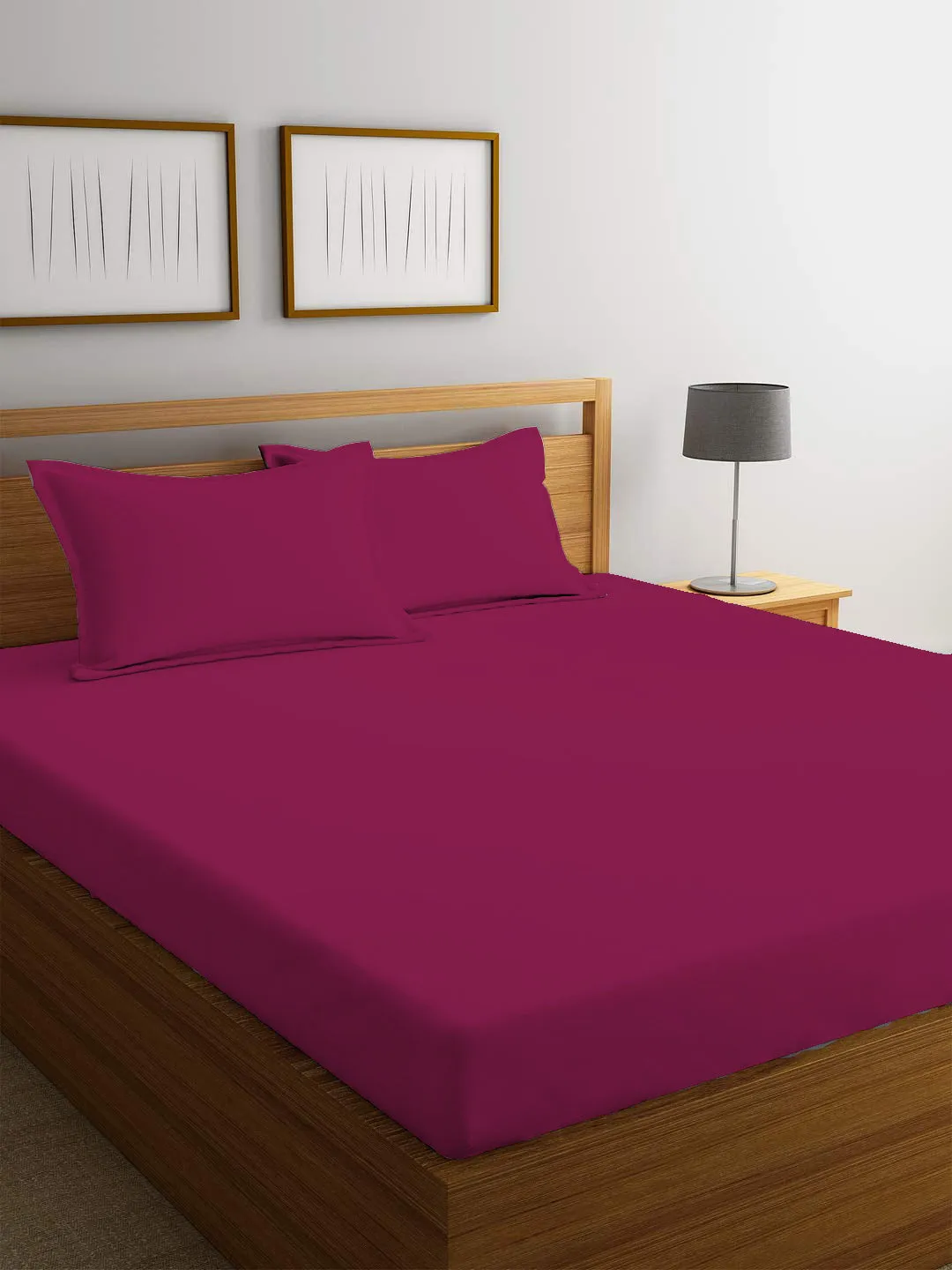 3 Piece Fitted Sheet Set Super Soft Burgundy Single Size 120x200 25cm with 2 Pillow Case