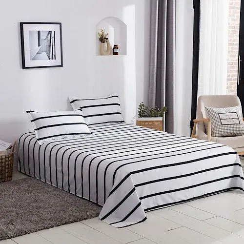 3 Pieces Flat Bedsheet Set, Stripes Design.