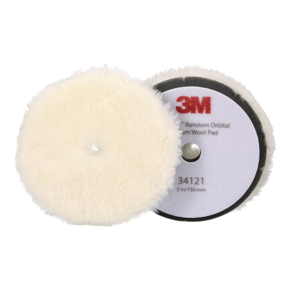 3M 34121 Perfect It Random Orbital Medium Wool Pads 5"/130mm White x 2 Pack