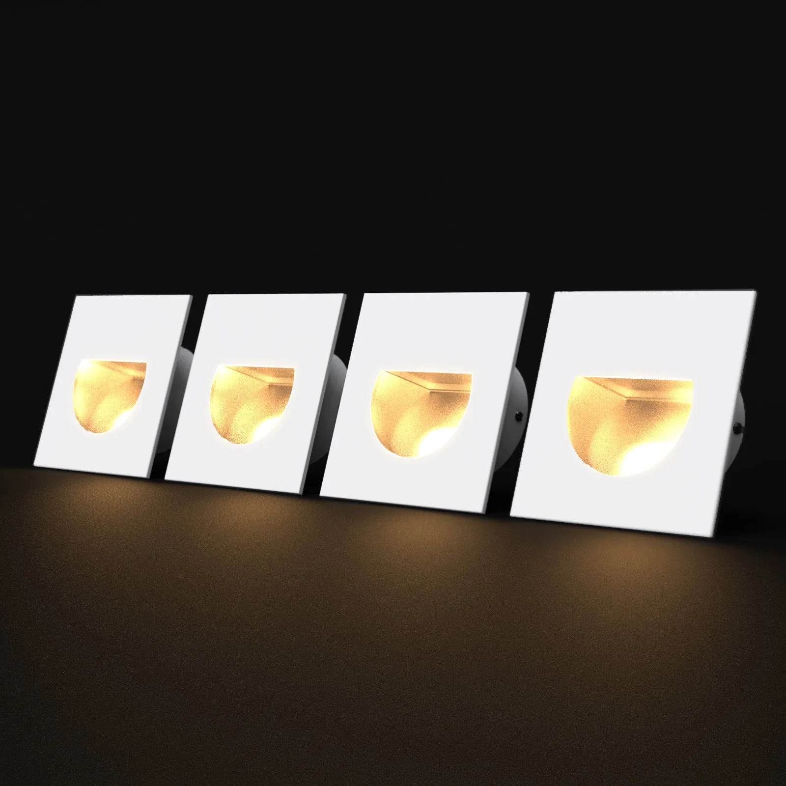 4X LED Aluminium Wall Recessed LED Stair Step Light 1W Warmwhite 3000k