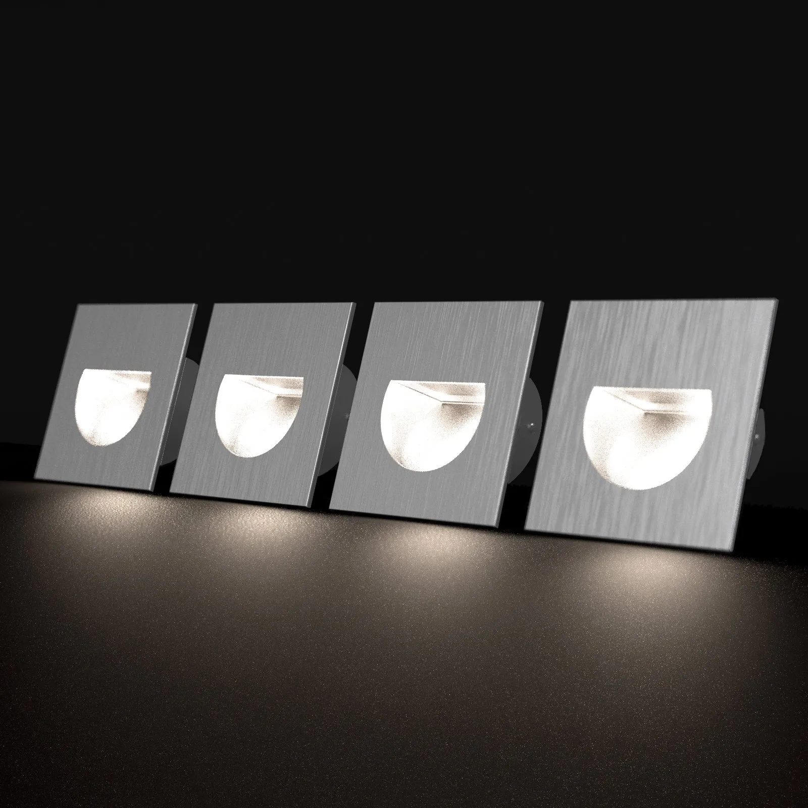 4X LED Aluminium Wall Recessed LED Stair Step Light 1W Warmwhite 3000k