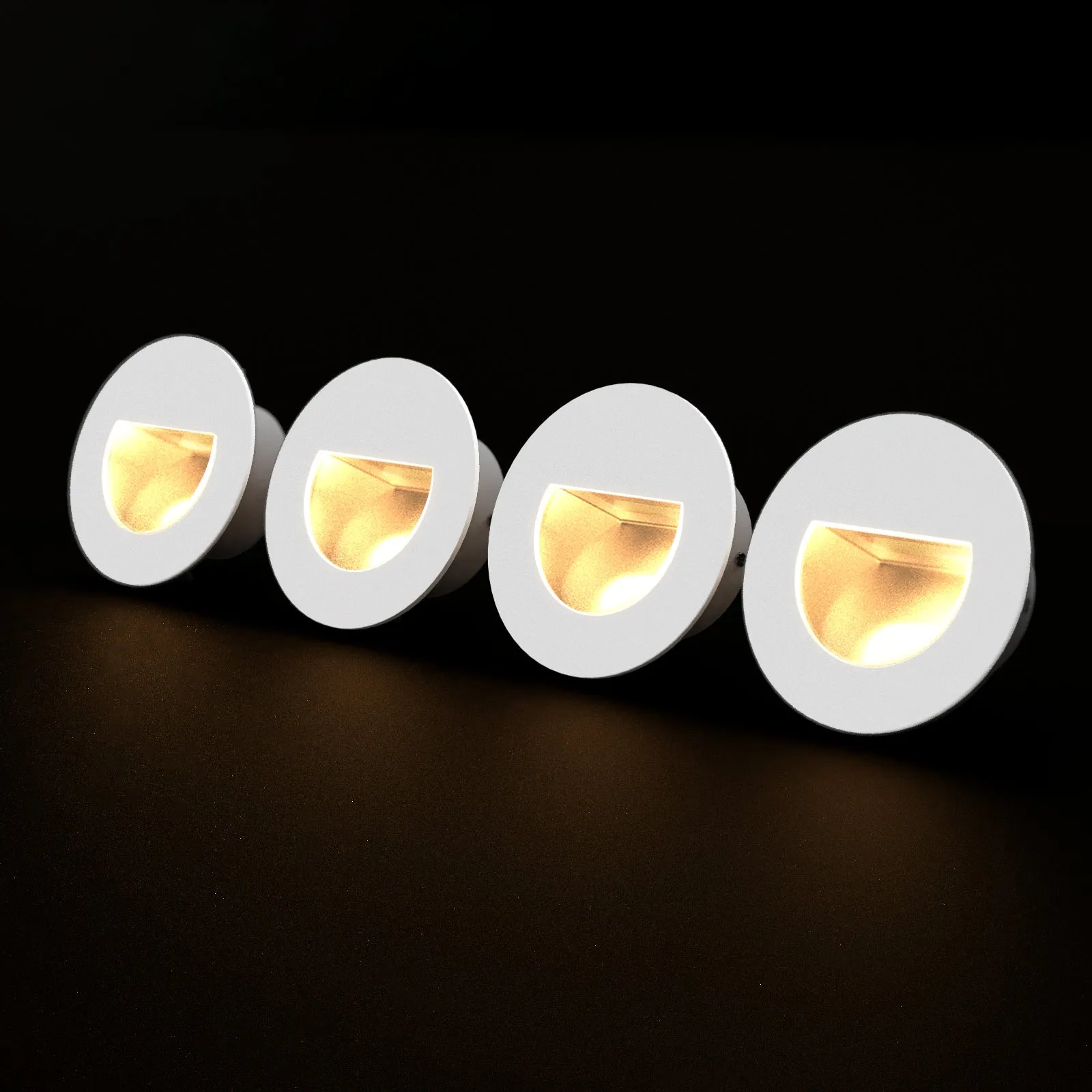 4X LED Aluminium Wall Recessed LED Stair Step Light 1W Warmwhite 3000k