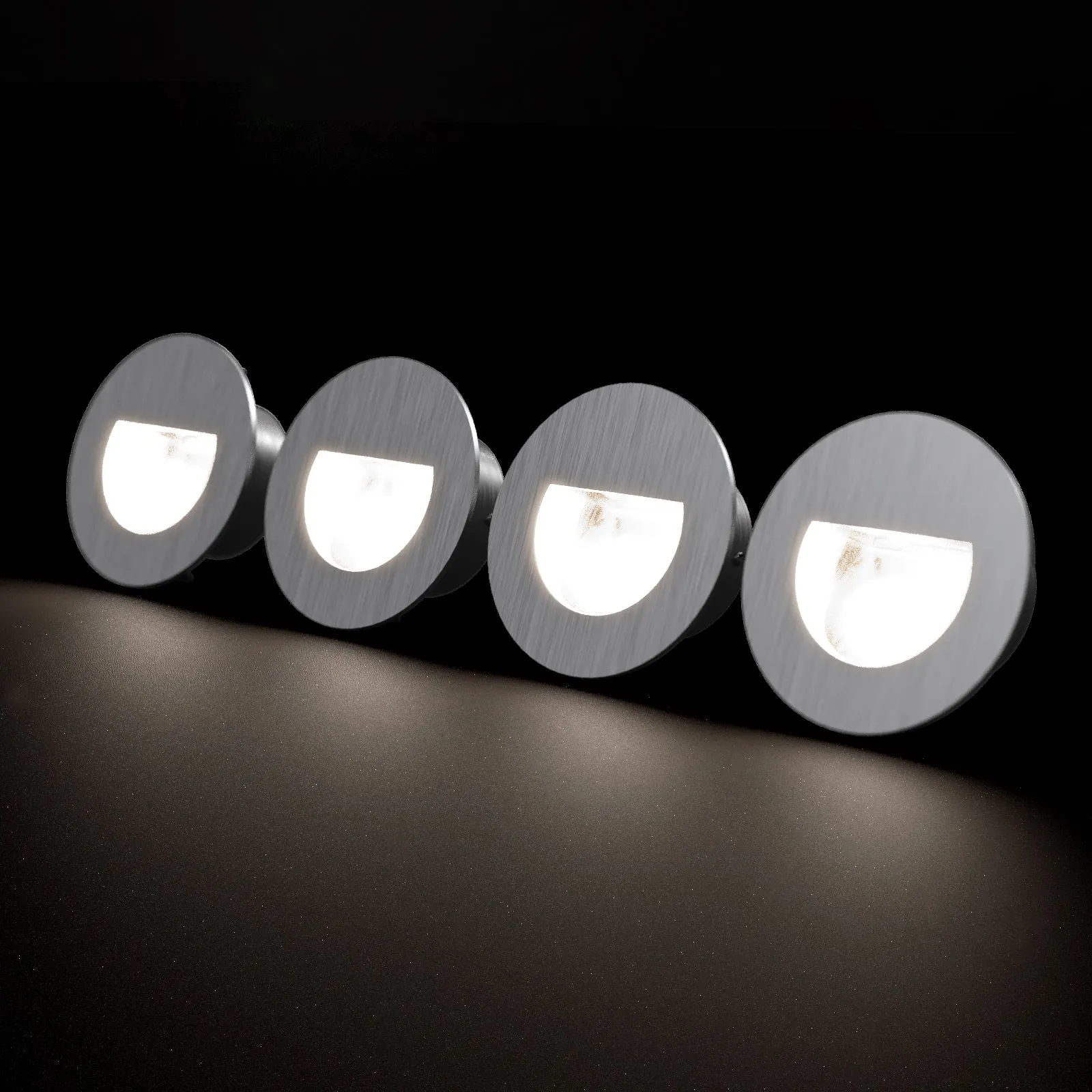 4X LED Aluminium Wall Recessed LED Stair Step Light 1W Warmwhite 3000k