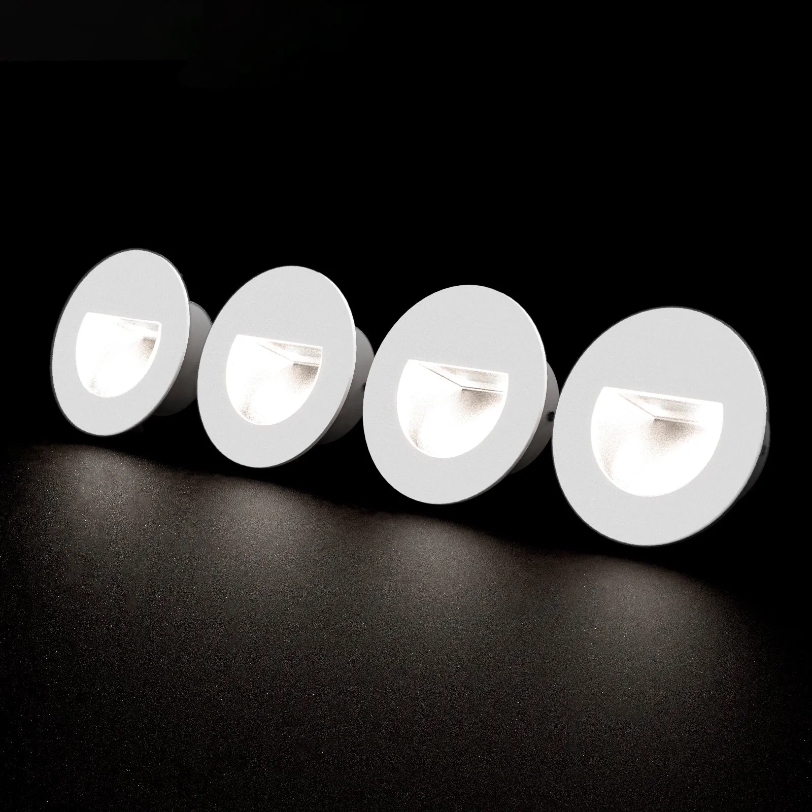 4X LED Aluminium Wall Recessed LED Stair Step Light 1W Warmwhite 3000k