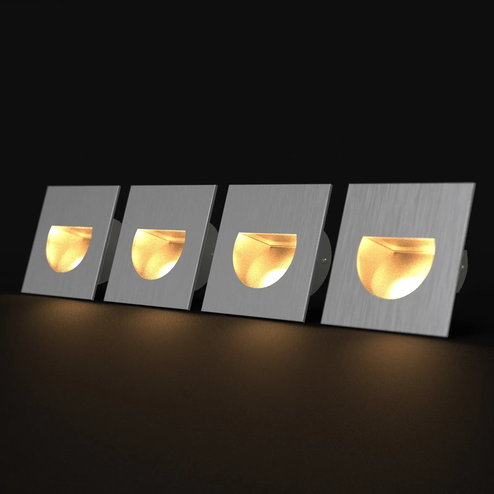 4X LED Aluminium Wall Recessed LED Stair Step Light 1W Warmwhite 3000k