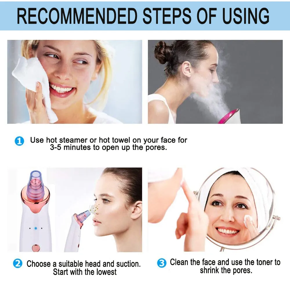 5 Nozzle Facial Blackhead Remover Pore Cleaner- USB Charging