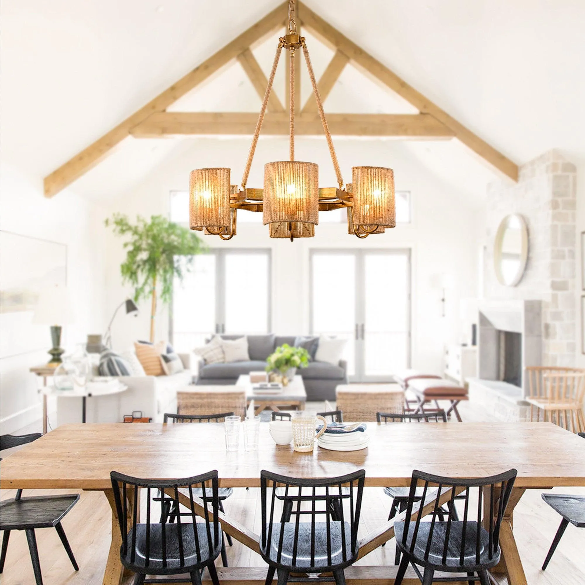 6-Light Farmhouse Bedroom Pendant Lighting