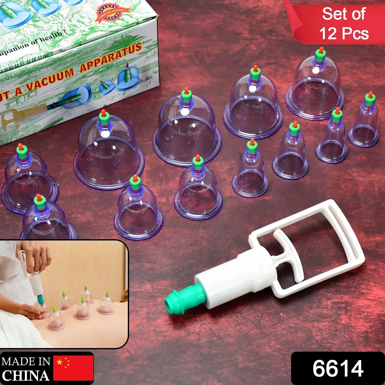 6614 12pcs Cups Vacuum Cupping Kit Pull Out a Vacuum Apparatus Therapy Relax Massagers Curve Suction Pump