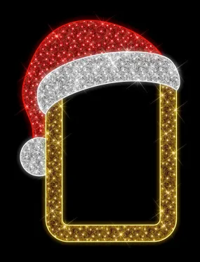 9' LED Photo Op Frame with Santa Hat