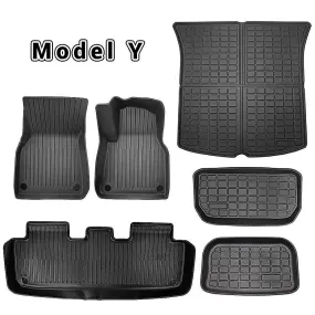 All-Weather TPE Tesla Model Y Floor Mats - 6 Piece Set