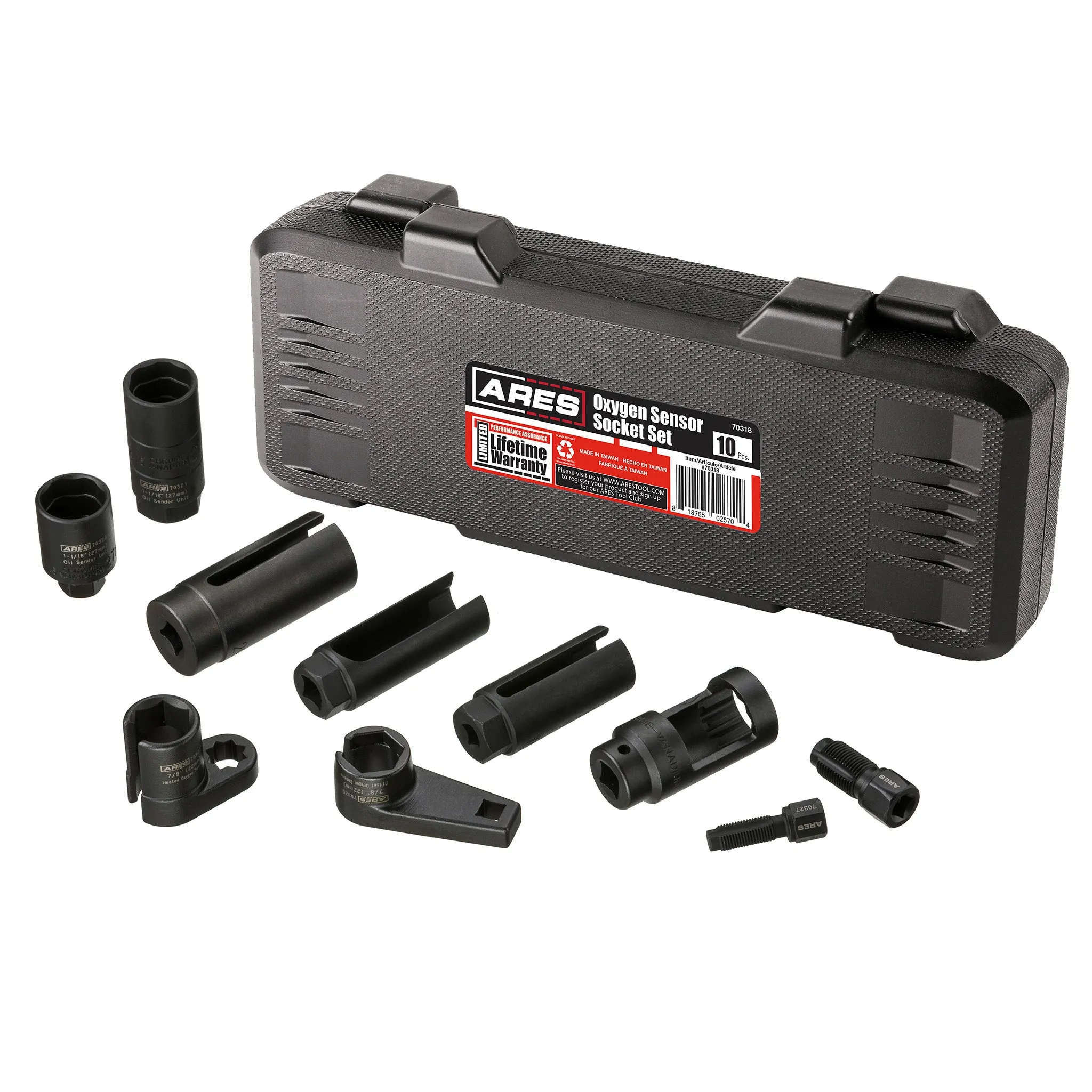 ARES 70318-FN - 10-Piece Oxygen Sensor Socket Set