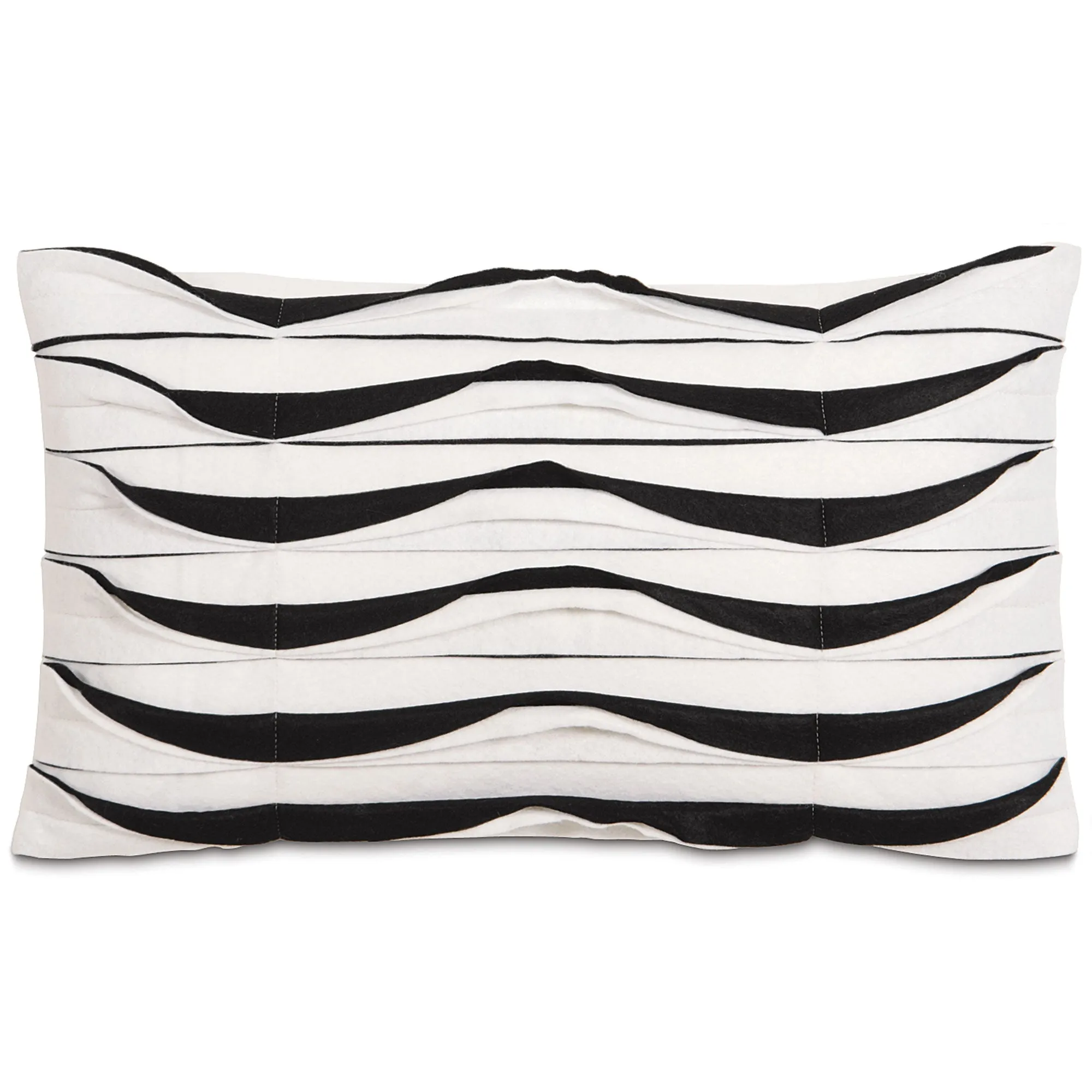 Art Deco Monochromatic Pleated Lumbar Pillow Cover 13x22