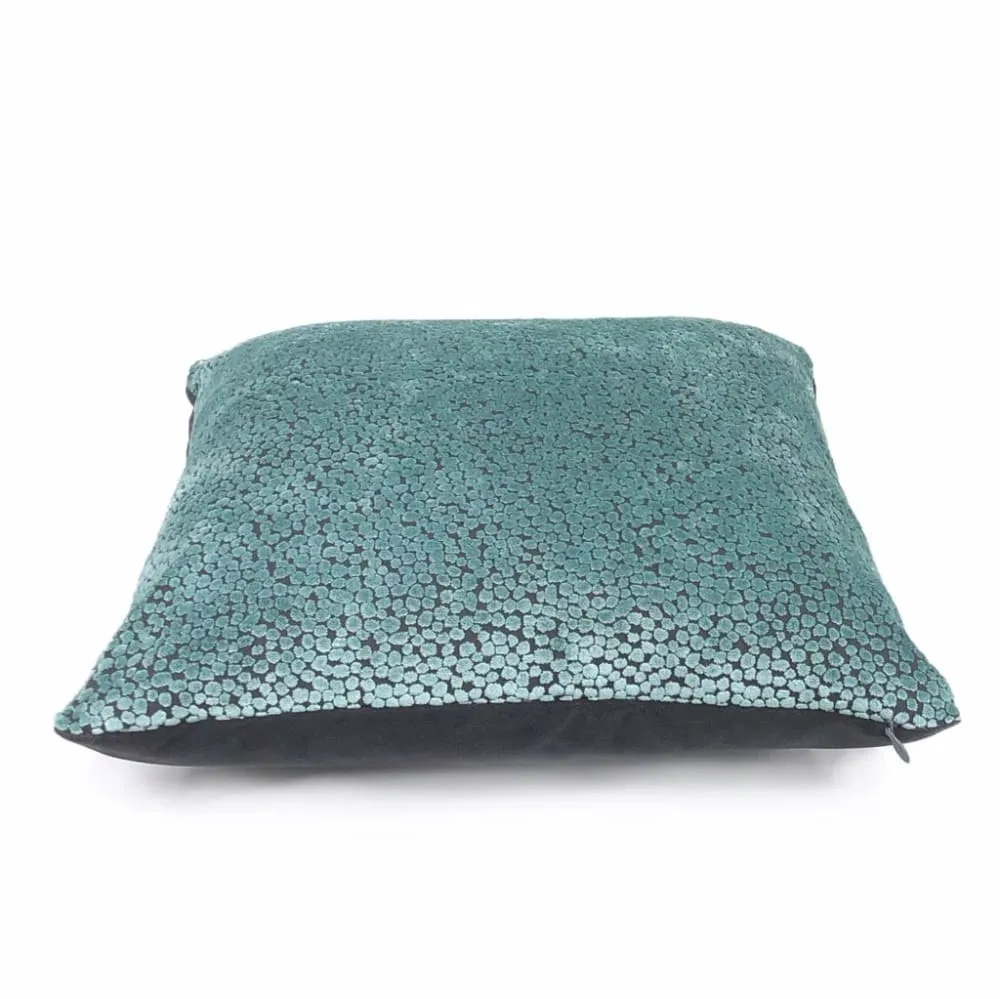 Ascott Aquamarine Gray Abstract Cut Velvet Dots Pillow Cover