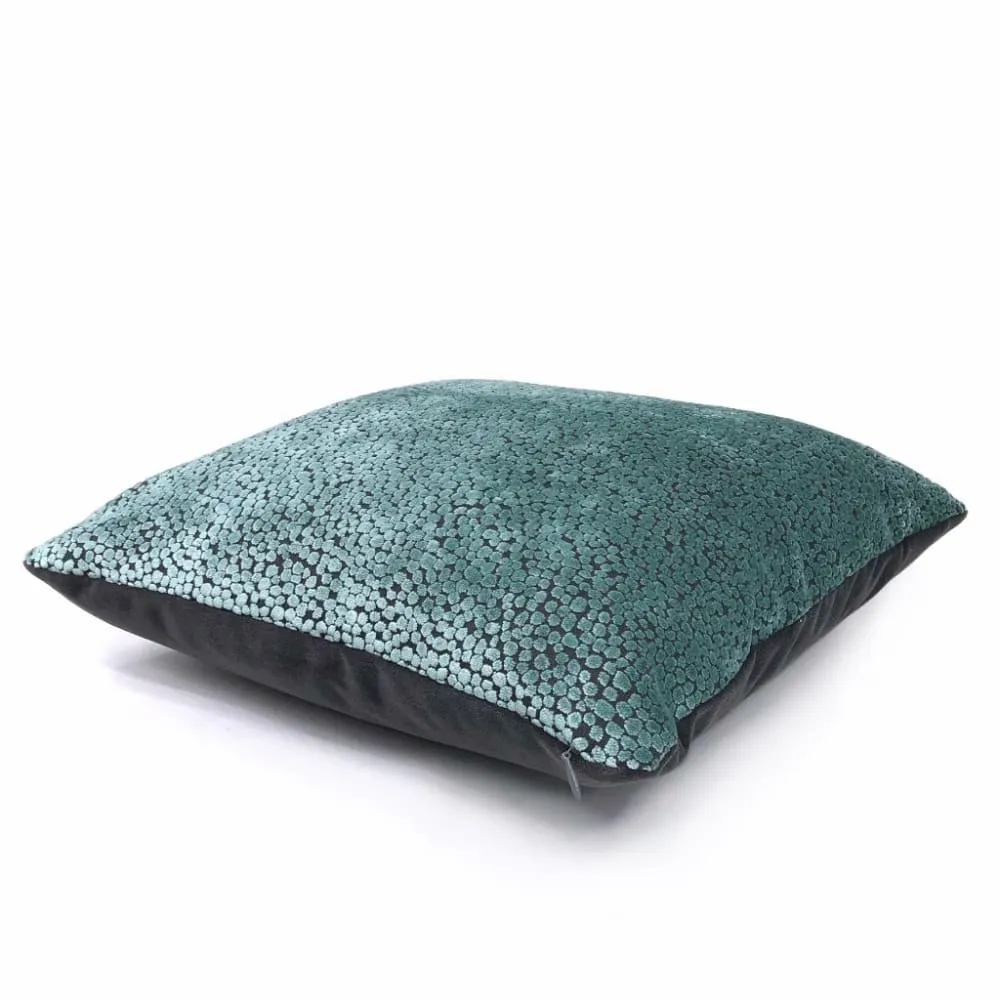 Ascott Aquamarine Gray Abstract Cut Velvet Dots Pillow Cover