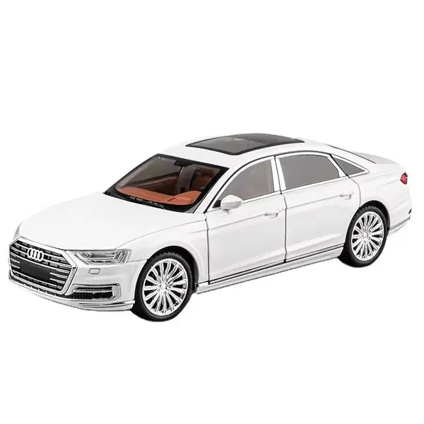 AUDI A8 1:24 DIECAST METAL PULLBACK TOY CAR WITH OPENABLE DOORS & LIGHT, MUSIC BOYS CAR FOR KIDS BEST TOYS GIFTS TOYS FOR KIDS [ COLOR AS PER STOCK ]