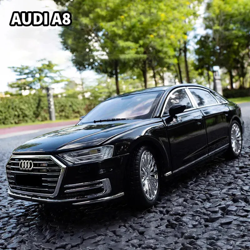 AUDI A8 1:24 DIECAST METAL PULLBACK TOY CAR WITH OPENABLE DOORS & LIGHT, MUSIC BOYS CAR FOR KIDS BEST TOYS GIFTS TOYS FOR KIDS [ COLOR AS PER STOCK ]