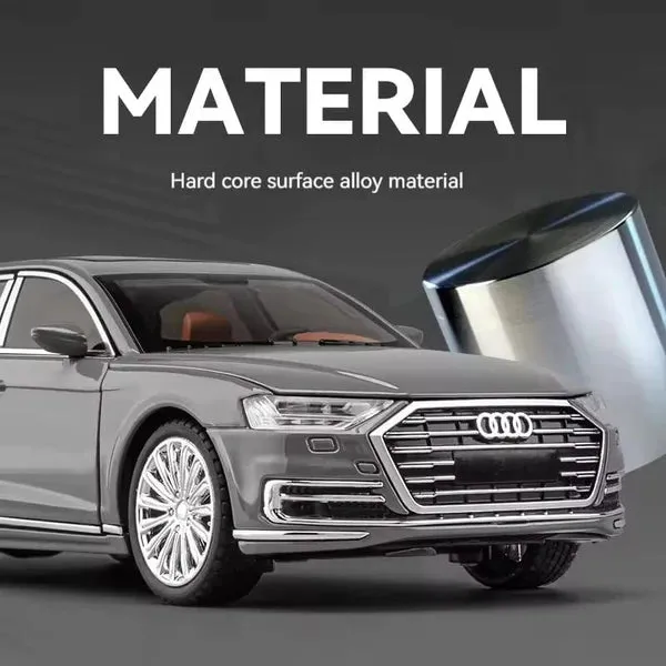 AUDI A8 1:24 DIECAST METAL PULLBACK TOY CAR WITH OPENABLE DOORS & LIGHT, MUSIC BOYS CAR FOR KIDS BEST TOYS GIFTS TOYS FOR KIDS [ COLOR AS PER STOCK ]