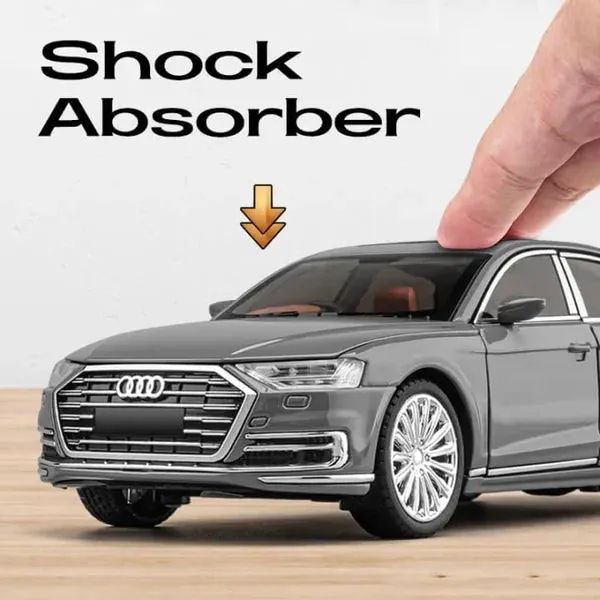 AUDI A8 1:24 DIECAST METAL PULLBACK TOY CAR WITH OPENABLE DOORS & LIGHT, MUSIC BOYS CAR FOR KIDS BEST TOYS GIFTS TOYS FOR KIDS [ COLOR AS PER STOCK ]