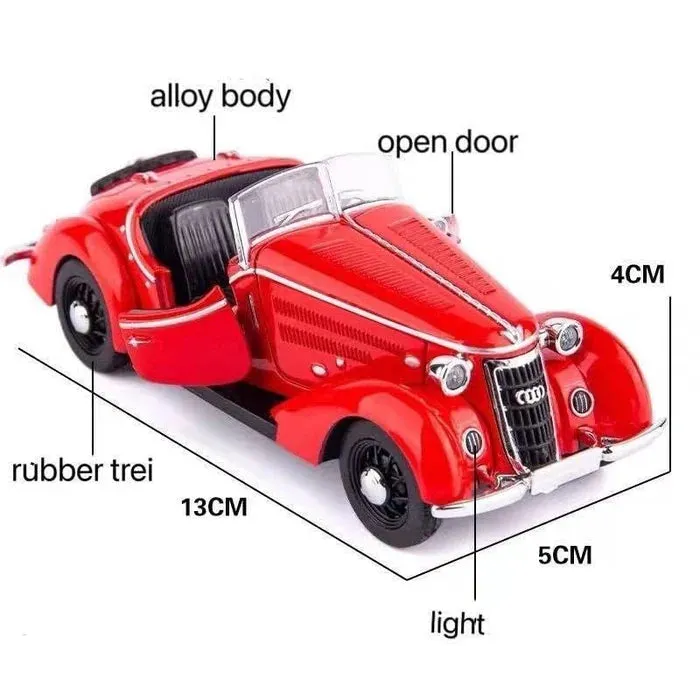 AUDI ROVER WANDERER W-25K 1:32 DIECAST METAL PULLBACK TOY CAR WITH OPENABLE DOORS & LIGHT, MUSIC BOYS CAR FOR KIDS BEST TOYS GIFTS TOYS FOR KIDS [ COLOR AS PER STOCK ]