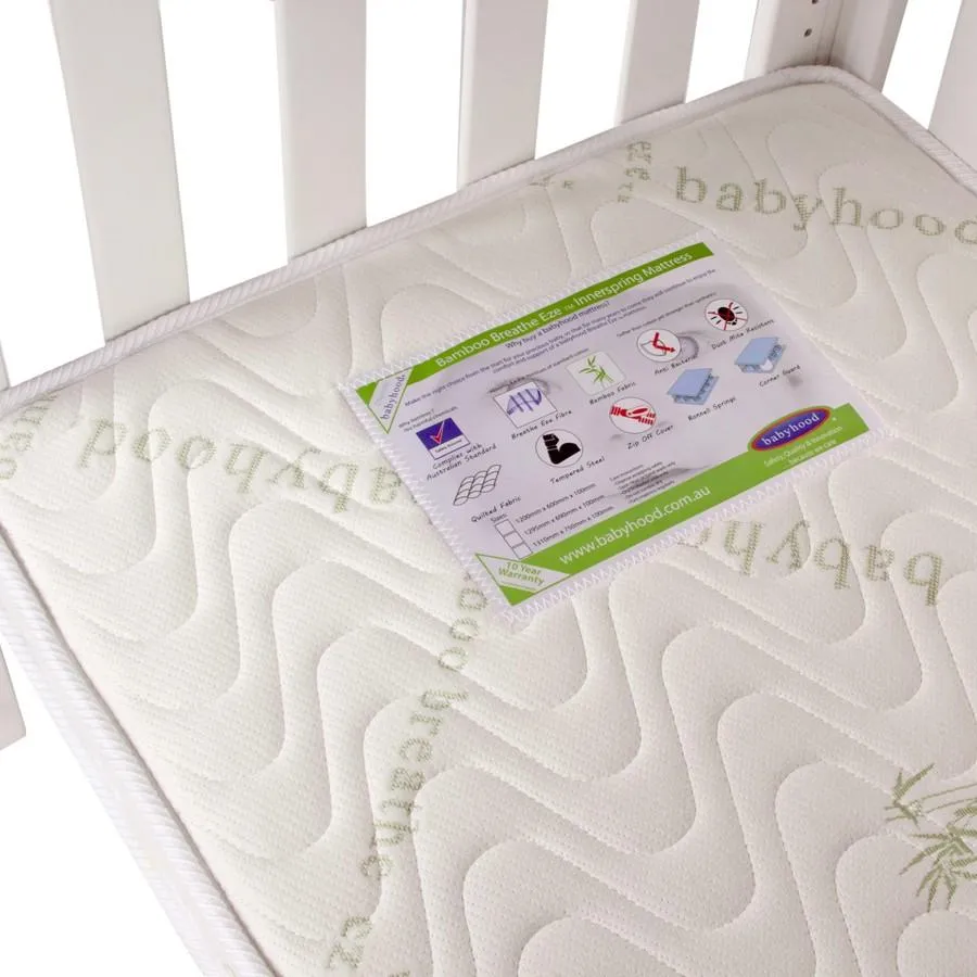 Babyhood Breathe Eze Bamboo Inner Spring Mattress 1295 x 695 mm