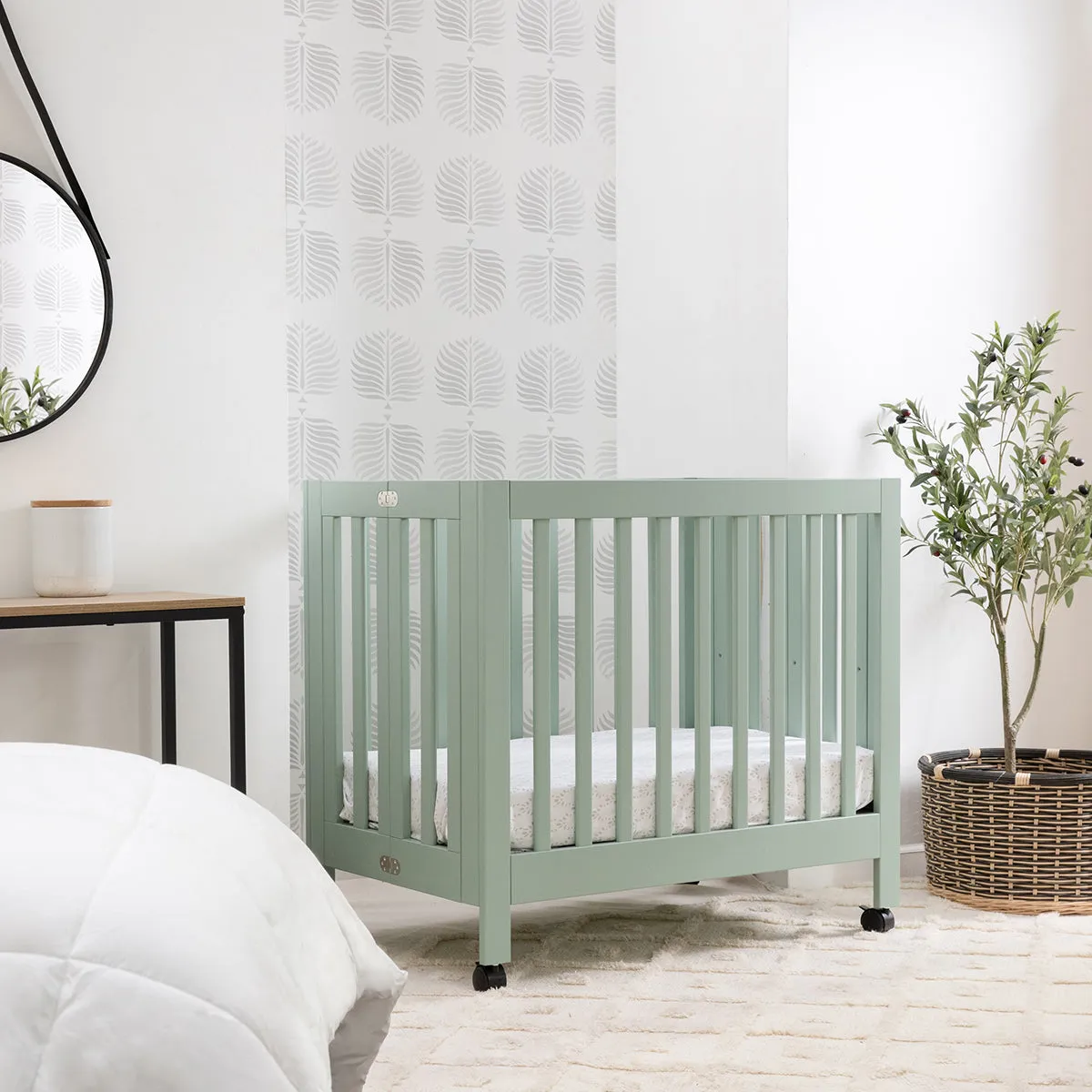 Babyletto Origami Mini Crib - Light Sage