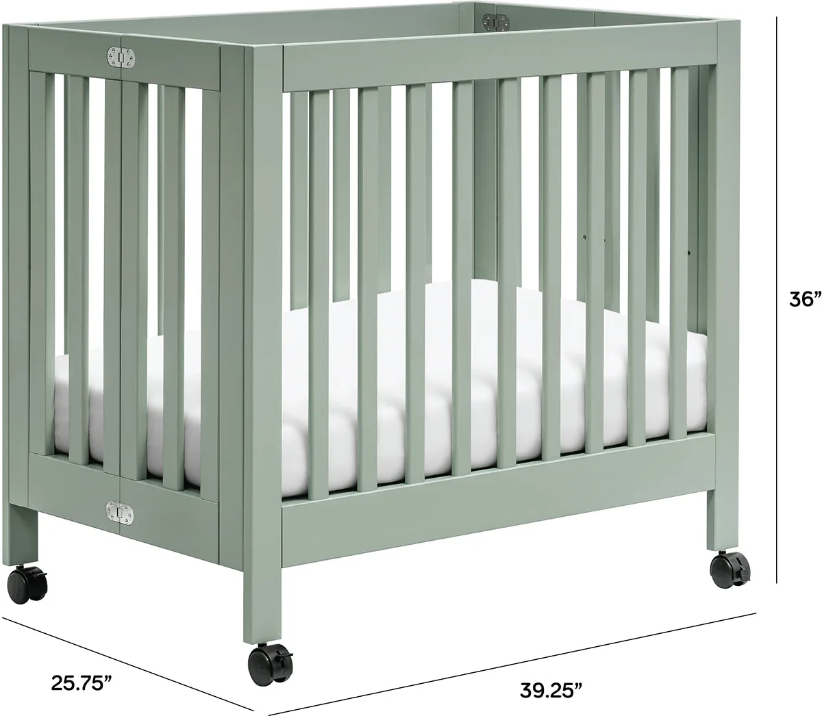 Babyletto Origami Mini Crib - Light Sage