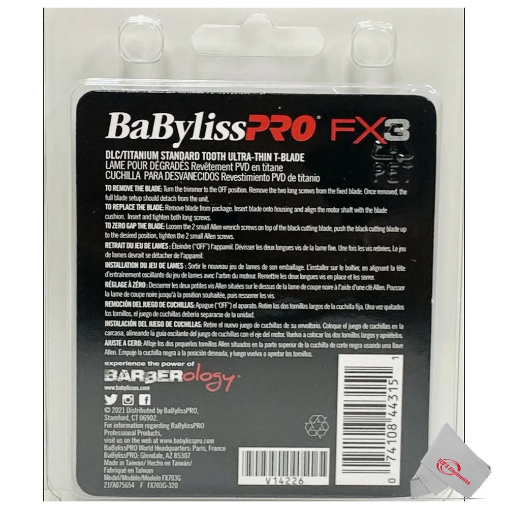 Babyliss Pro FX703G FX3 DLC Titanium Ultra Thin Blade Zero Gap Blade