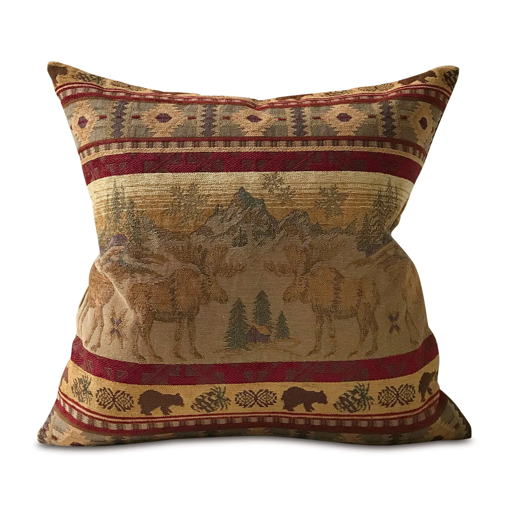 Balsam Moose Lodge Throw Pillow Cover 24x24