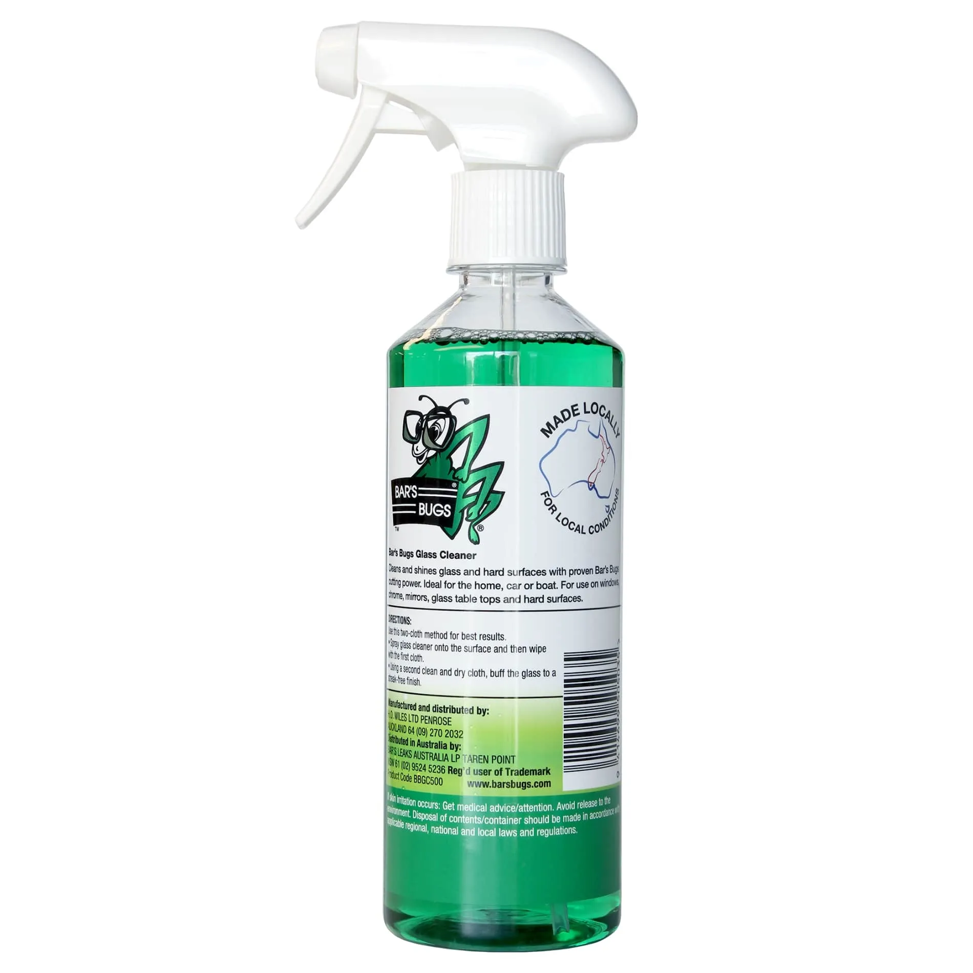 Bar's Bugs Glass Cleaner Trigger Spray 500mL BBGC500