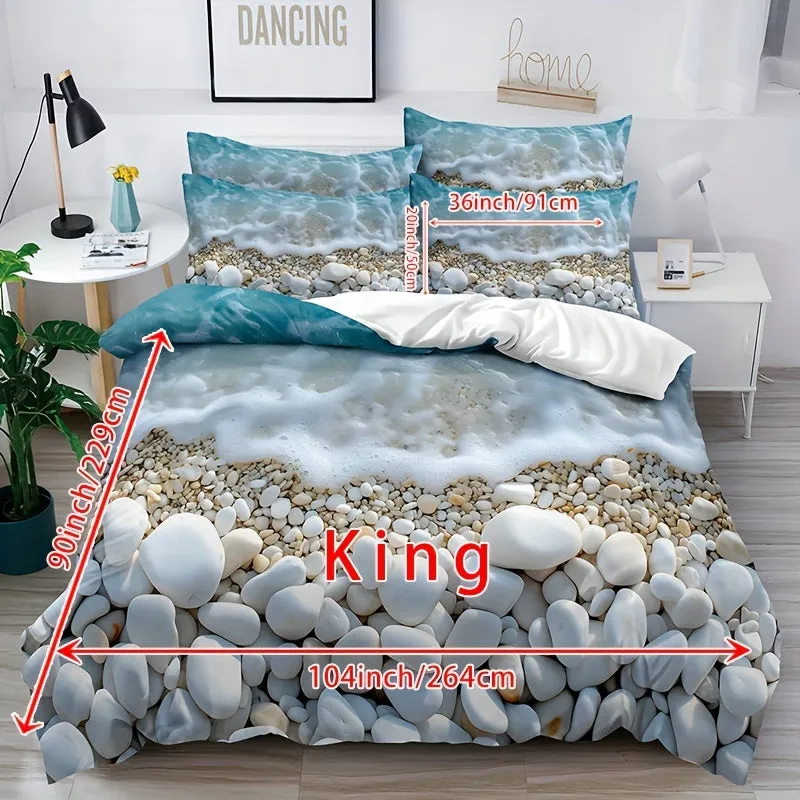 Bedding Sheet:  3pcs Seaside Pebbles