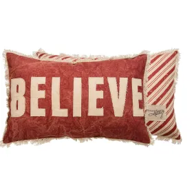 Believe Candy Striped Pillow