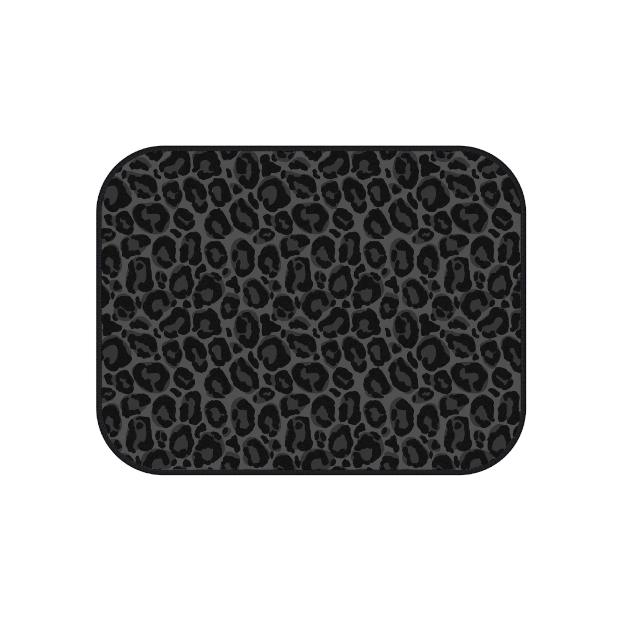 Black Leopard Car Front and Back Floor Mats (Set of 4), Cheetah Print Auto Vehicle Suv Truck Accessories Rubber All Weather Women Men Mat