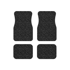 Black Leopard Car Front and Back Floor Mats (Set of 4), Cheetah Print Auto Vehicle Suv Truck Accessories Rubber All Weather Women Men Mat