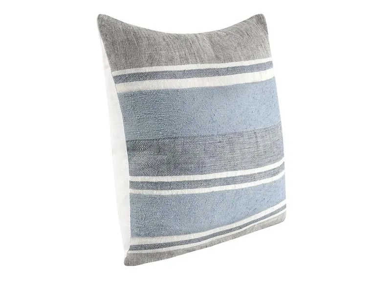 Blue and Grey Striped 22" Pillow