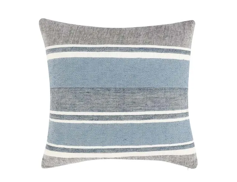 Blue and Grey Striped 22" Pillow