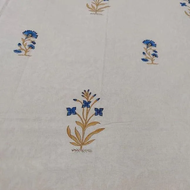 BLUE FLORAL MOTIFS BED SHEET