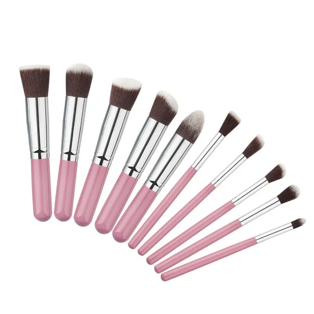 BLUEFRAG Mini 10pcs Makeup Brushes Foundation Blending Blush Make up Brush    1 Water Sponge Cosmetics Puff, Beauty tool Kit Set