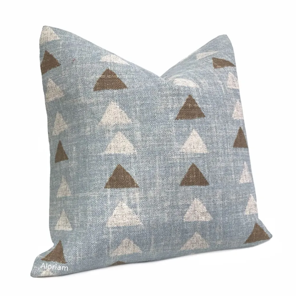 Boho Triangle Chambray Blue Pillow Cover