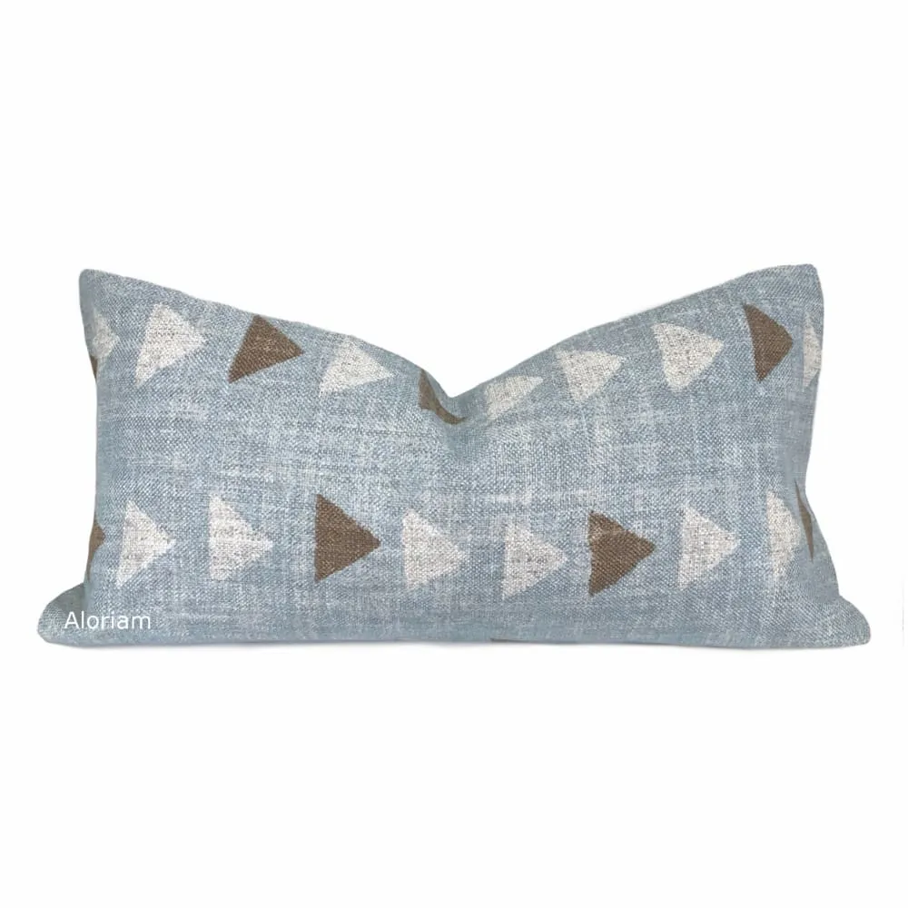 Boho Triangle Chambray Blue Pillow Cover