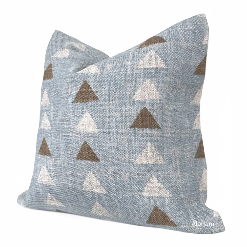 Boho Triangle Chambray Blue Pillow Cover