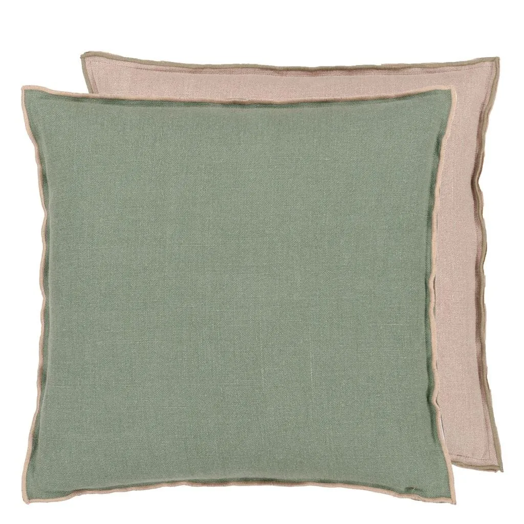 Brera Lino Thyme & Pebble Decorative Pillow by Designers Guild