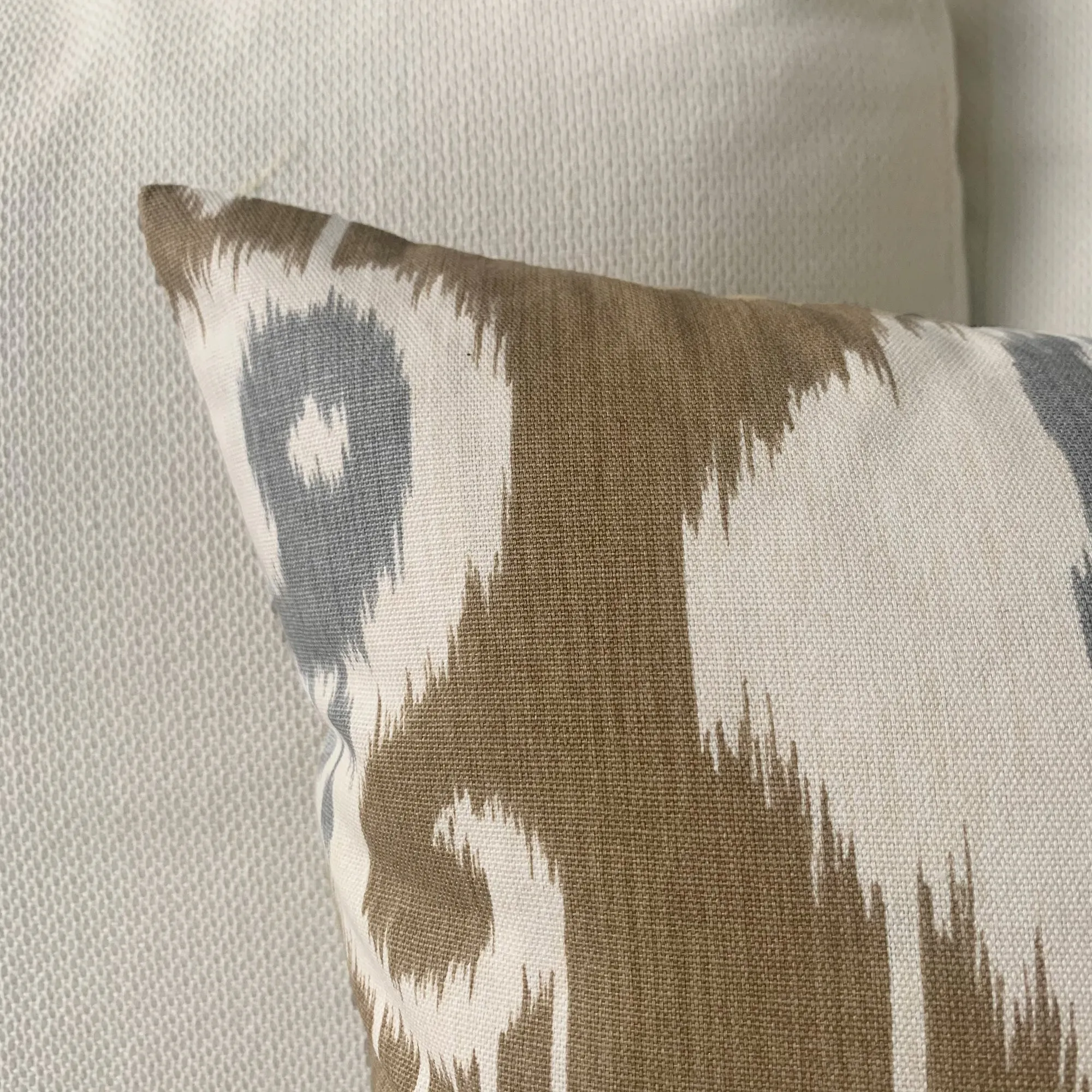 Brown Ikat Linen Throw Pillow Cover 18x18